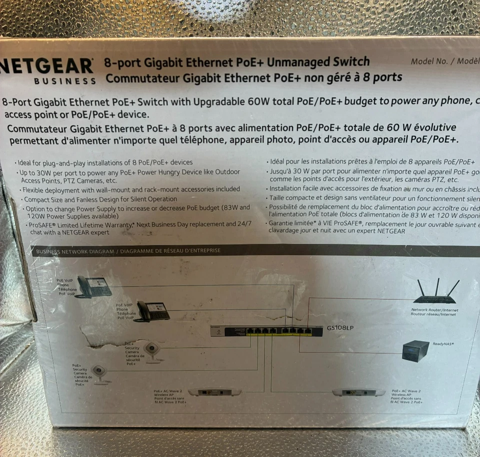 Netgear GS108LP 8 Port Gigabit Ethernet PoE+ Unmanaged Switch 60W Power Budget - Image 3 of 4