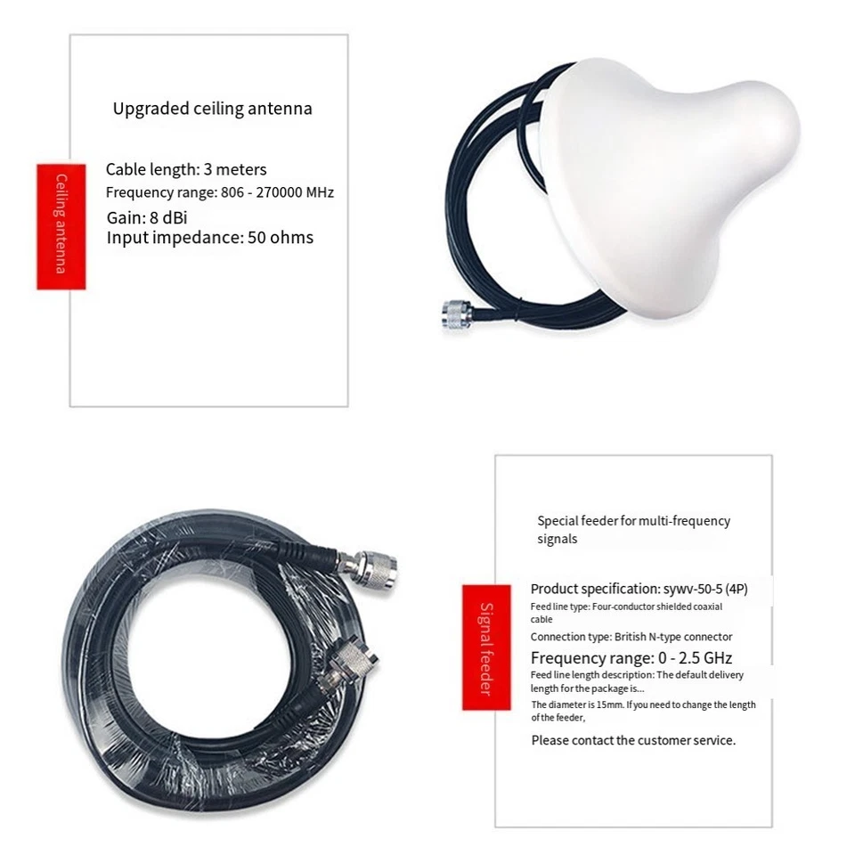 Cell Phone Signal Enhancer Kit with Dual Antennas for 4G 3G 2G Networks - image 2 of 4