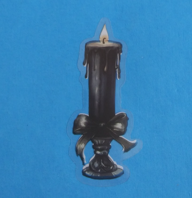 #ad Burning Black Candle Gothic Transparent Sticker 2.75quot; x 1.25quot; AB $1.69