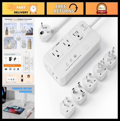 220V to 110V Travel Voltage Converter, Universal Power Adapter for US to EU, Hig