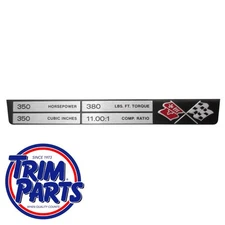 US MADE 1969-70 Corvette Engine Center Console Data Plate 350/350/380/11.00:1 C3