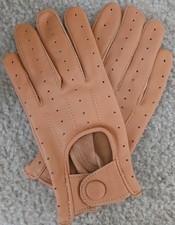 Men Driving Gloves With Sheepskin Leather Size Small Color Tan