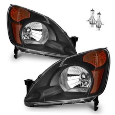 Headlights Assembly for 2002 OE Replacement Black  With High  Low Beam Bulbs