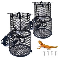 Kathson 2x Retractable Reptile Heat Lamp Guard Anti-Scald Mesh Cage
