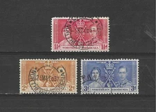 NORTHERN RHODESIA ,1937, GEORGE VI , CORONATION , SET OF 3 , PERF , USED
