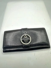 Coach Dark Brown Leather Envelope Wallet Clutch