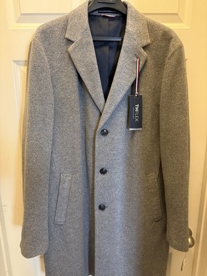 Tommy Hilfiger Men's Addison Wool Blend Fit Overcoat Light Grey