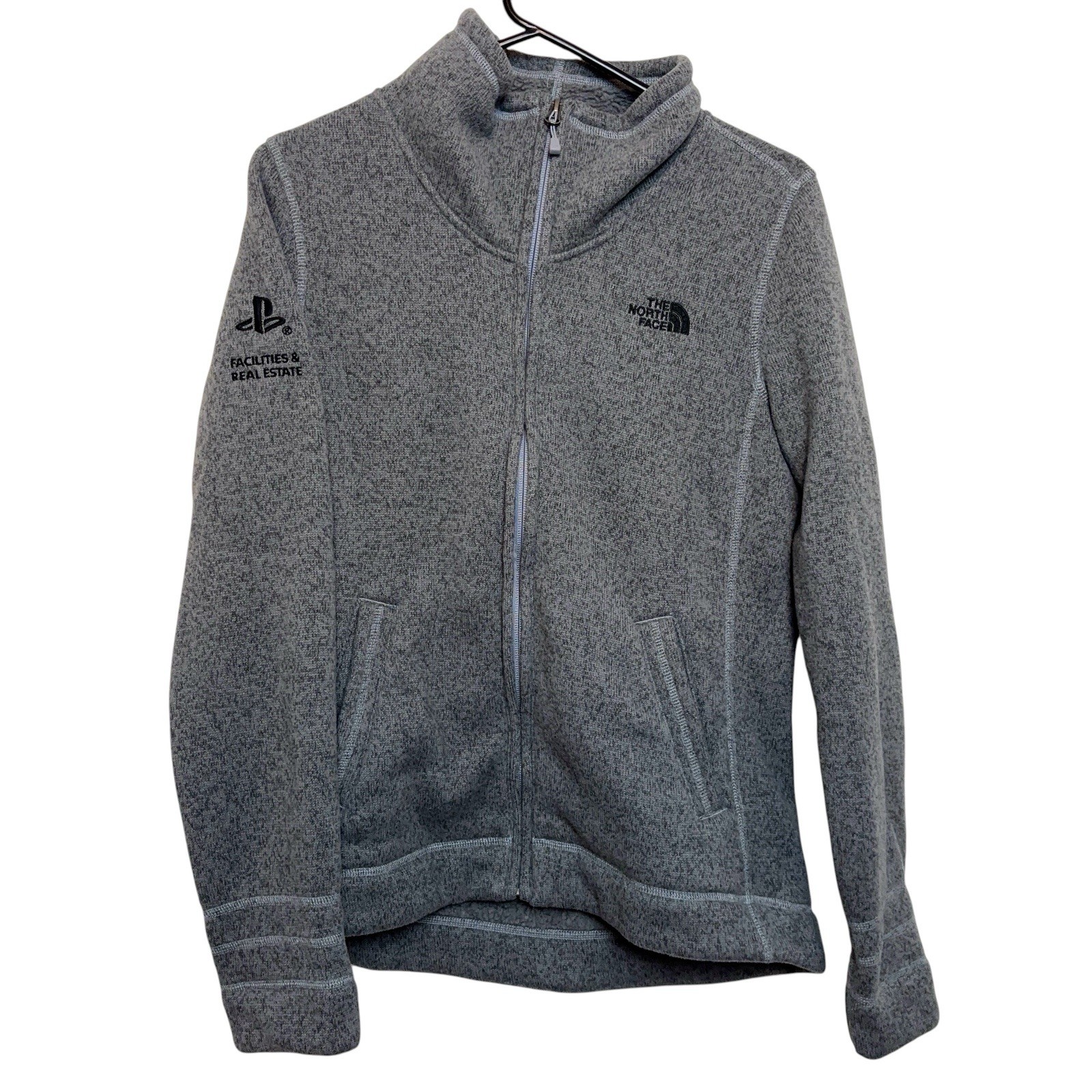The North Face Sony PlayStation Women's Sweater Fleece Jacket Heather Gray Sz M