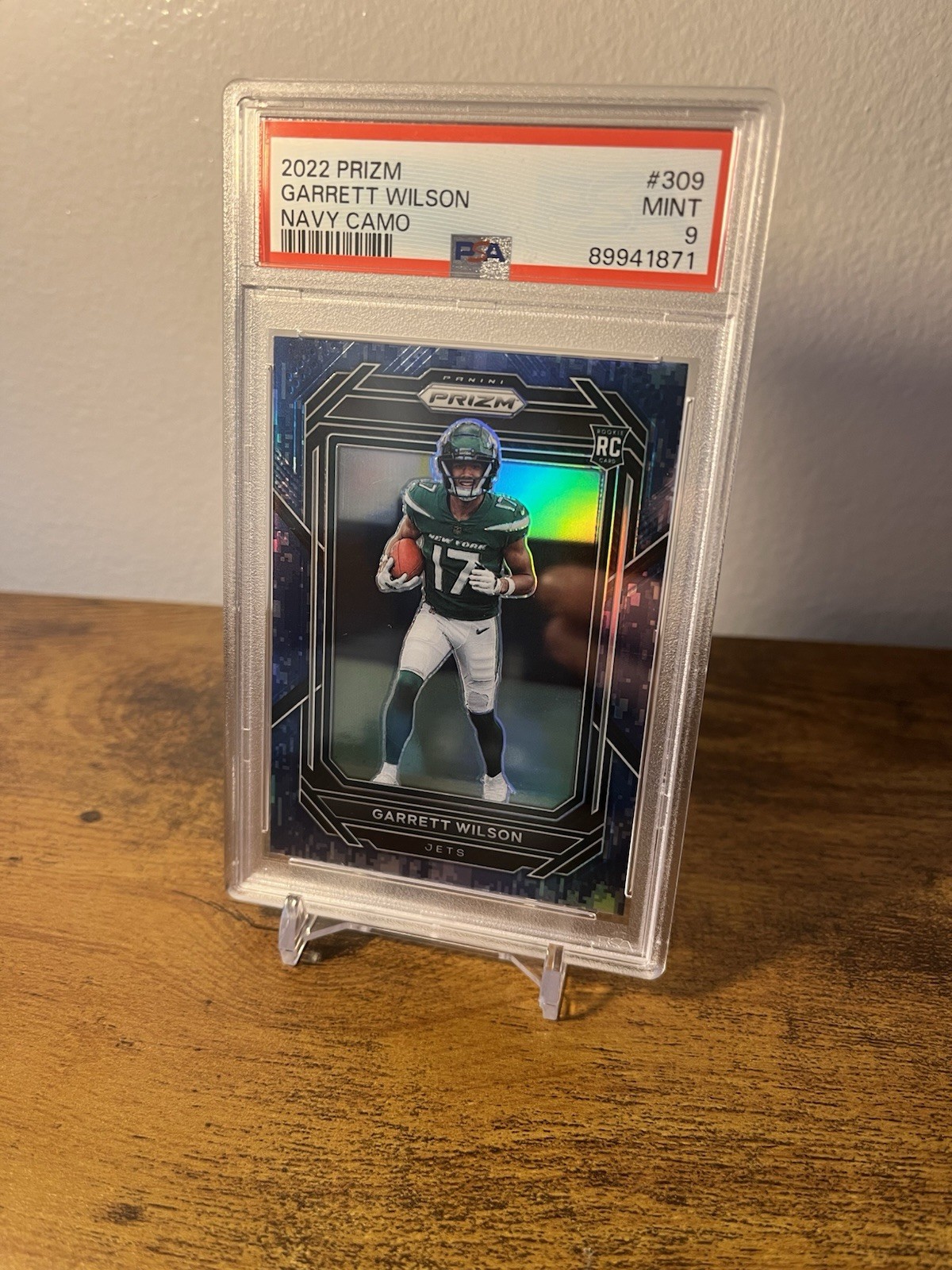 PSA9 2022 Panini Prizm Navy Camo Garrett Wilson RC #/25 #309