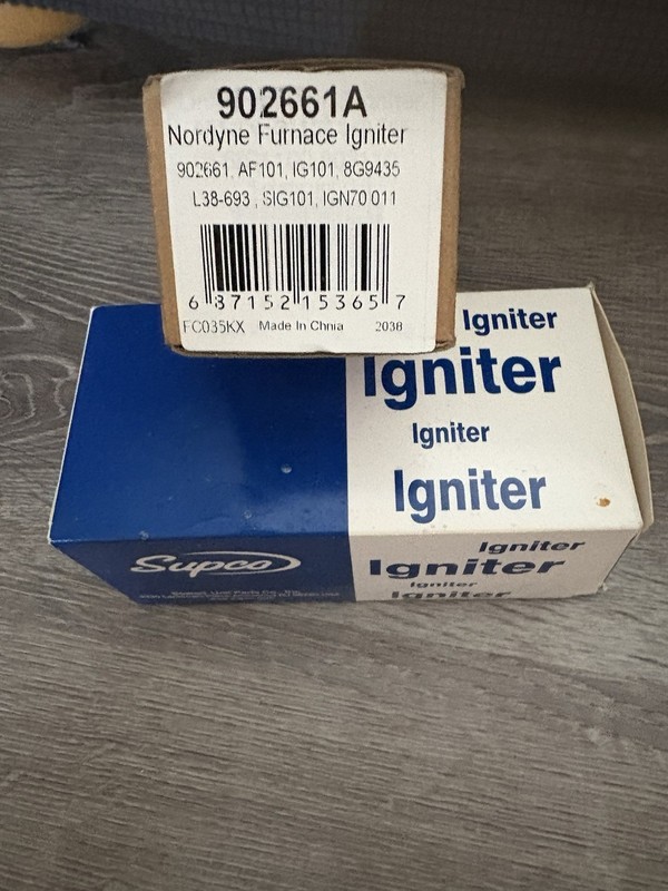 Nordyne 902661A & Supco SIG104 Furnace Igniters Both New In Box