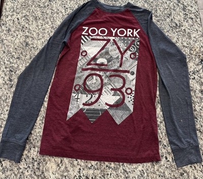 Zoo York, Long Sleeve T-Shirt, Unisex Small Red And Heather Gray ￼