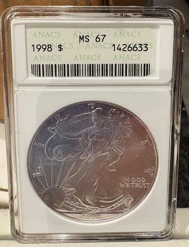 1998 American Eagle $1 Silver - Certifed ANACS MS67- No Reserve