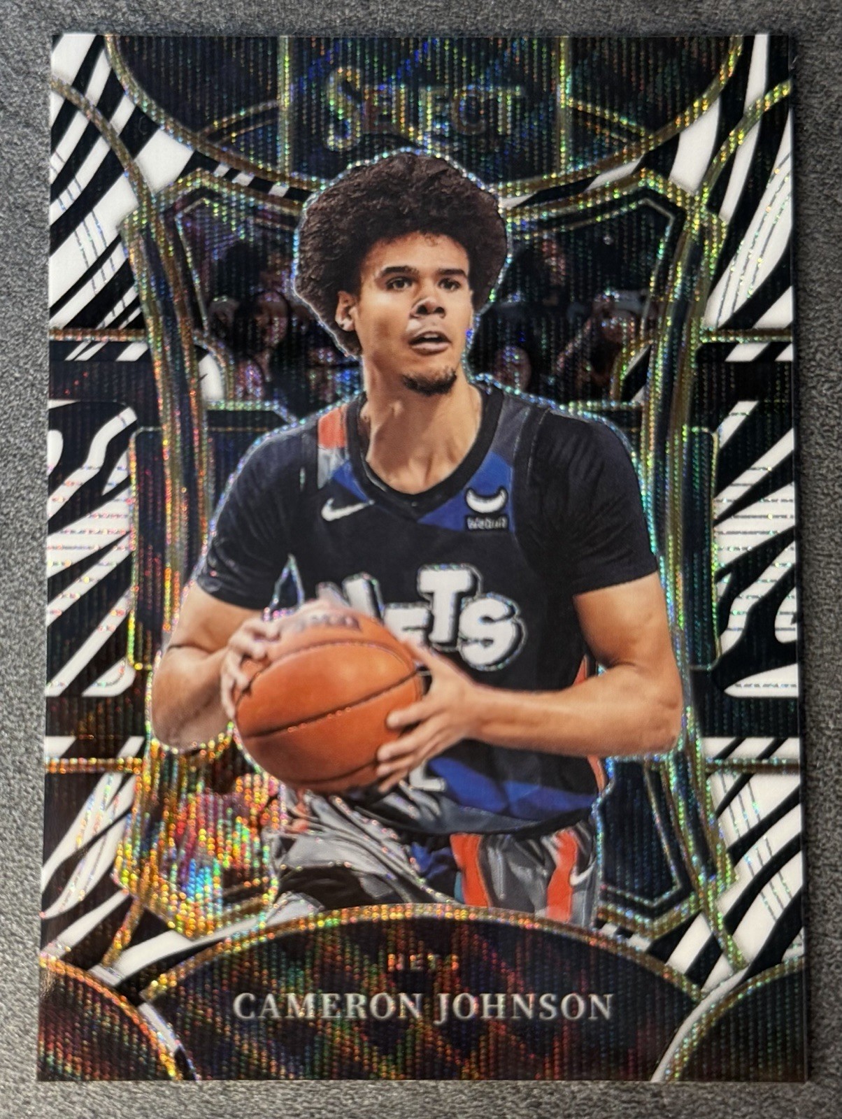 Cameron Cam Johnson 2023-24 Panini Select Mezzanine Level Zebra Prizm SP #389