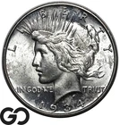 1934-D Peace Dollar, Tough This Nice, Solid Gem BU++ Tougher Denver Mint Issue!