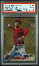 2018 Topps Update Shohei Ohtani Rookie Gold Jersey # 17/2018 PSA 9