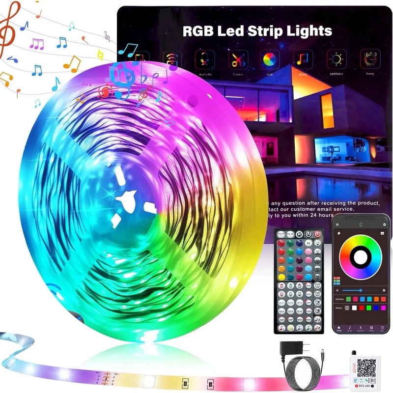 100ft RGB LED Light Strip App Control Music Sync Timer Dimmable Color Change