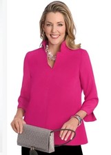 Nina McLemore 4 Ply Silk Tunic Blouse Pink Made in USA Women’s 10