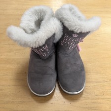 Juicy Couture Boots Girls Size 3 Gray JJK Perris Faux Fur Shearling Logo Winter