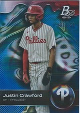 Justin Crawford Phillies, 2023 Bowman Platinum Top Prospects Blue, TOP5, #62/150