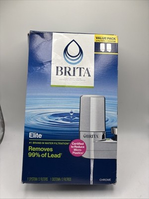 Brita Elite Faucet Mount Water Filter System Chrome w/ 2 Filters Value Pack
