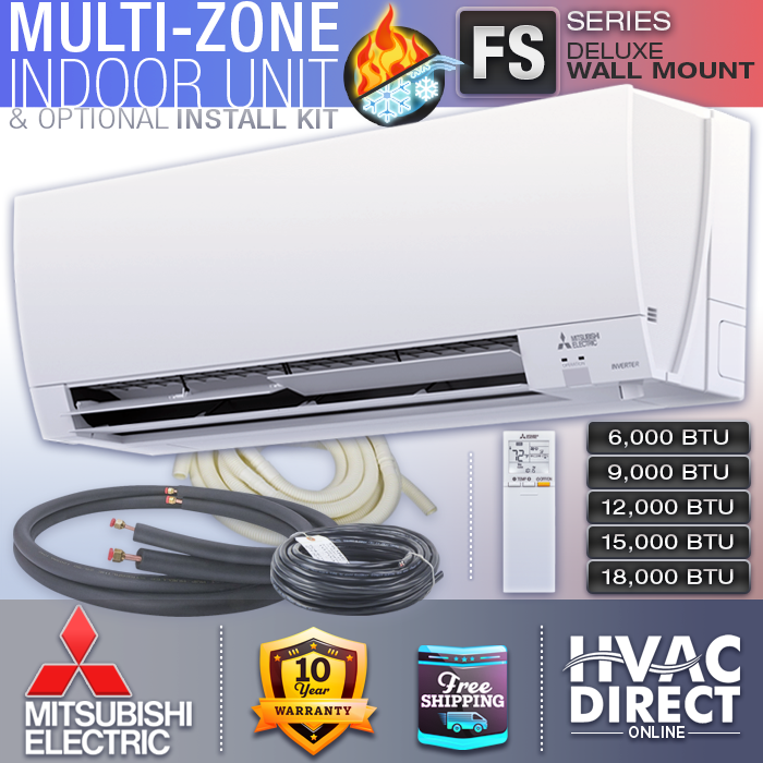 Mitsubishi 6-18K BTU Multi-Zone Mini Split FS Wall Mounted Indoor