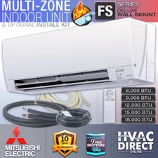 Mitsubishi 6-18K BTU Multi-Zone Mini Split FS Wall Mounted Indoor Unit Kit