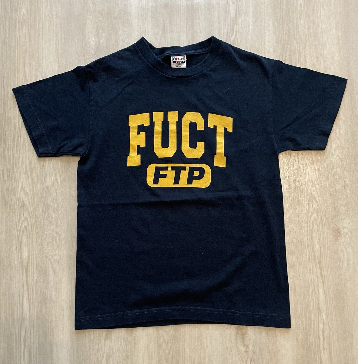 トップス FTP + FUCT ACADEMY PULLOVER NAVY L FUCT X FTP Navy Blue Yellow Shirt Mens Small | eBay