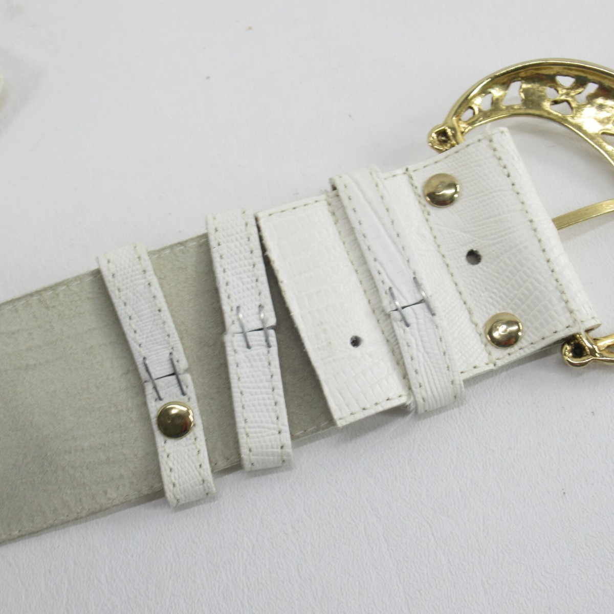 Bijoux Medici Beverly Hills White Lizard Embossed Leather Belt Large Buckle FGBELTS_005_AL_EM_White.jpg?v=  main image 2