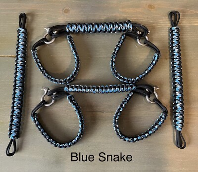Paracord Grab Handles For Jeep Wrangler 4 door 2007-2023 BLUE SNAKE/BLACK