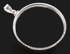 Coin Bezel 1 oz American Silver Eagle Diamond Cut Sterling Silver Soldered Bail