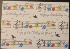 Music Theme Floral Birds Birthday Greeting Card with Envie - Made in USA
