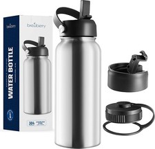 Stainless Steel Insulated Water Bottle and Travel Mug 40 OZ - Stainless Steel