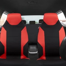 CUSTOM ACCESSORIES ' 3 PCS ' RED/BLACK ' SEAT COVERS ' POLYESTER ' UNIVERSAL FIT