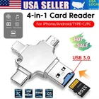 4in1 OTG Adapter iOS Micro Type-C USB Flash TF Card Reader For iPhone Android PC