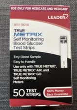 TRUE Metrix Blood Glucose 50 Test Strips Expiration:2/22/2027