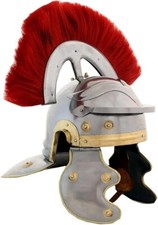 Roman Centurion Helmet with Red Plume, Ancient Warrior Costume Accessory