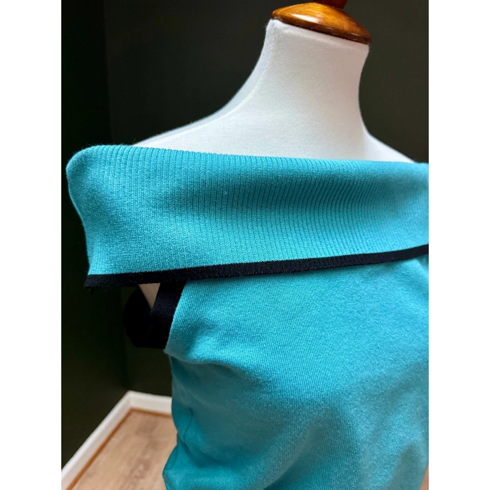 Y2K сердце душа бирюзовый с плеча ребристый Топ женщин XL - Изображение 4 из 4