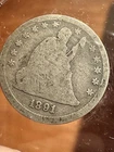 1891 Seated Liberty Quarter.  KM# A98. Modest Grade.