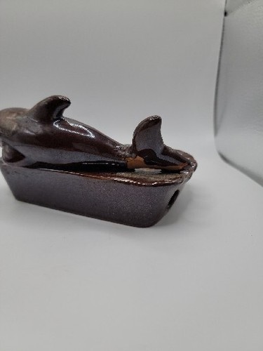 Vintage Mid-Century Florida Dolphin Dripware Souvenir Ashtray. By Carrib. Japan. - Picture 7 of 12