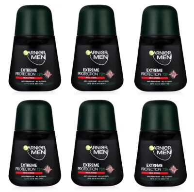 6x Garnier Men Mineral Extreme 72h Anti-Transpirant Deodorant Roll On for Men