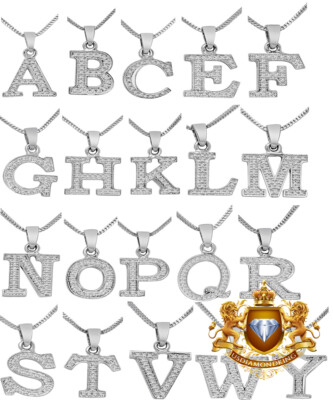 100 % 10k Echt Weißgold Echter Diamant Alphabet A-Z Initiale Mini Charm Anhänger