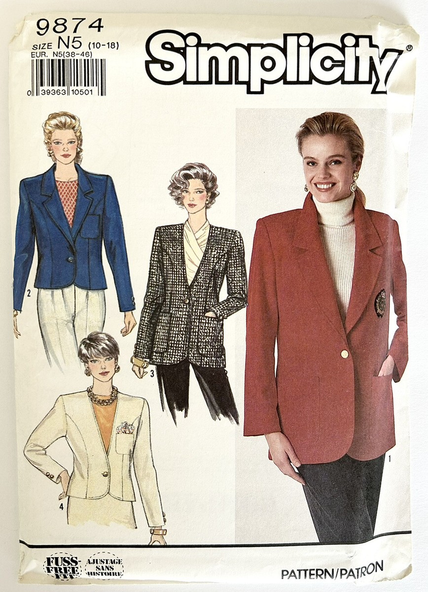 Vintage 1990 UNCUT Simplicity 9874 Fuss Free Fit Jacket 10