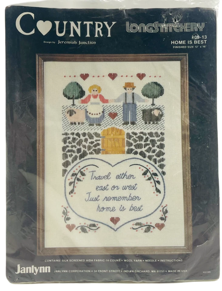 NUEVO 1980 Janlynn Home Is Best 09-13 Longstitchery Kit Bordado 12x16 De Colección 8480 Foto 2 de 3