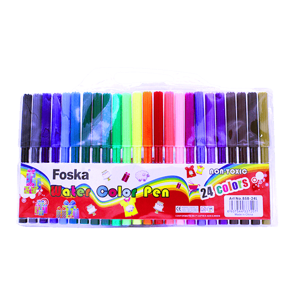 Foska Pack Of 24 Assorted Water Colour Felt Tip Pens - Multi - Image 2