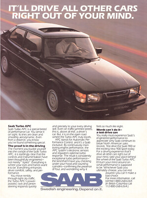 1984 Saab 900 Turbo APC, Bold Picture With Details, Lovely Canadian Magazine Ad
