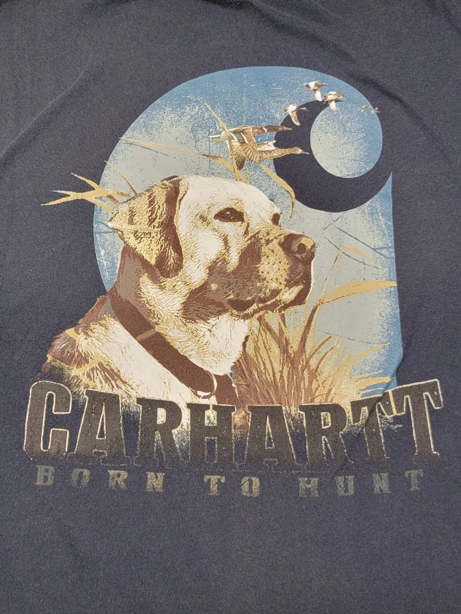 Carhartt T Shirt Mens 2XL Relaxed Fit Navy Long Sleeve Born To Hunt Graphic Logo