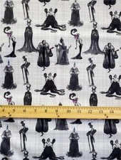 100% Cotton Fabric "Disney All Witches SketchED in GRID" Print / 45" Wide / SBY