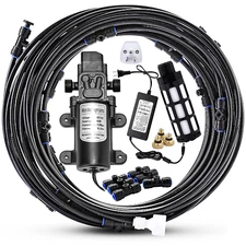 Outdoor Misting Cooling System With Pump Kit, 65.6Ft(20m) Misting Line