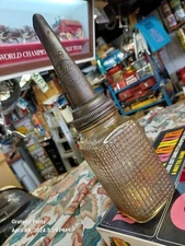Old Master MFG Co Litchfield IL 1926 Metal Oil Spout Square Glass Quart Jar