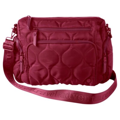 Samantha Brown To-Go Quilted Cargo Crossbody - Burgundy-NWT